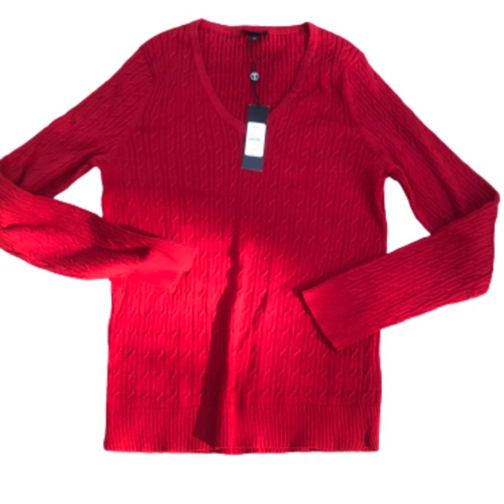 Talbots red ribbed sweater medium